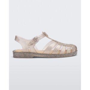 Melissa Possession Jelly Sandals Size 8 Beige Silver Glitter Size 37